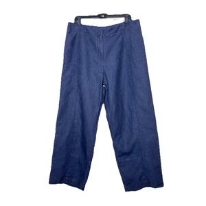 POETRY Linen Wide Leg Cropped Trouser Pants Blue US Size 12 UK 16 Boho Casual